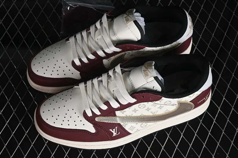 All categories Air Jordan Jordan series basketball shoes Air Jordan 1 Low Travis Scott x Fragment Design x Jordan Air Jordan 1 Low OG SP AJ1 Joe 1LV joint wine red print low-top cultural casual sneakers LX1988-400